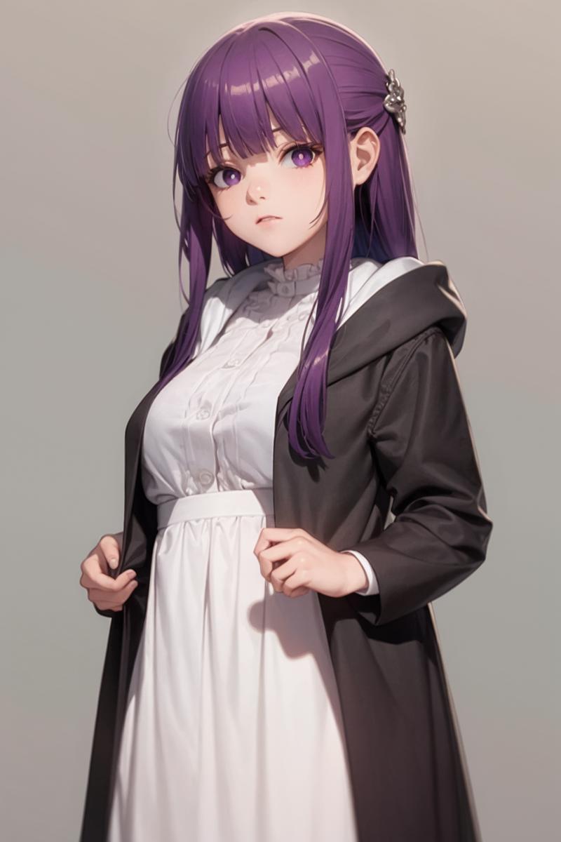 10679-4082827689-masterpiece, best quality, _lora_ferunn_1_,1girl,purple hair, long hair,sidelocks, hair ornament,purple eyes, hood down,white sh.png